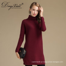 Vinho Vermelho China Vestuário Fábrica Luva longa luva Cashmere Wool Sweater Mulheres